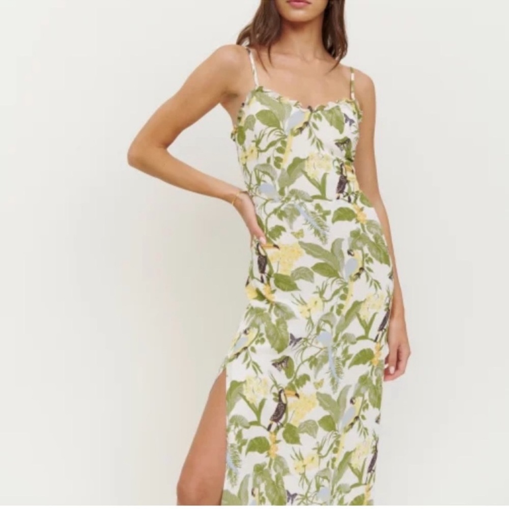 Floral Green and Yellow Women's Dress